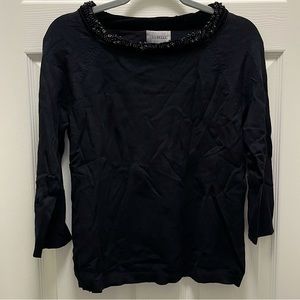 Sybelle Medium Black Velour Sequin Cowl Neck 3/4 Sleeve